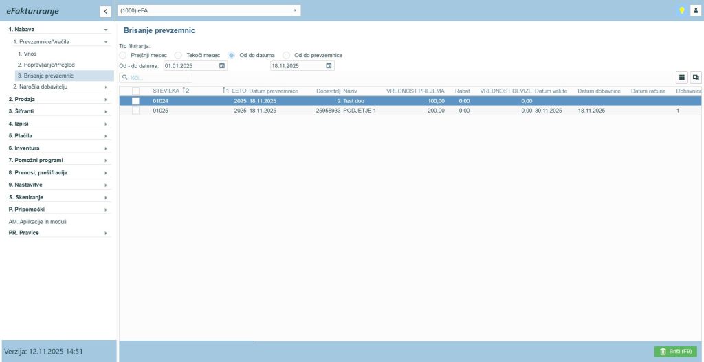 eFA13_brisanje prevzemnic