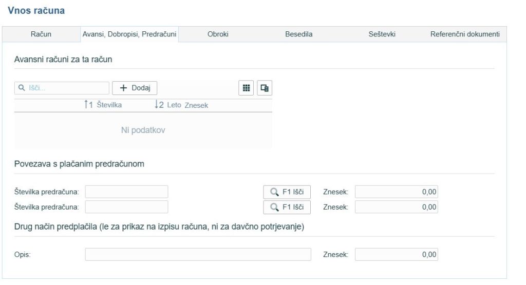 eFA31_račun avansi dobropisi